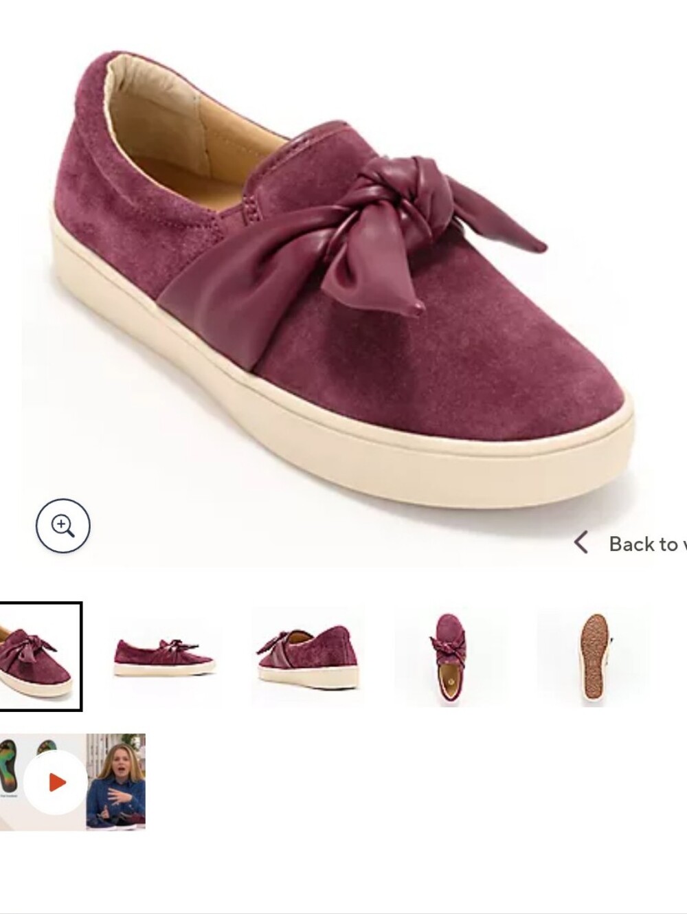 REVITALIGN Berry Suede Slip-On Sneakers with Bow